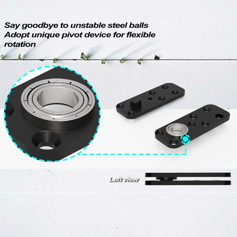 FRMSAET Heavy Duty Stainless Steel Hidden Door Pivot Hinge System Furniture Hardware 360 Degree Rotation Wooden Invisible Door Hinges Set Up Down Shaft - 2 Pack(Large,Black) - Image 2